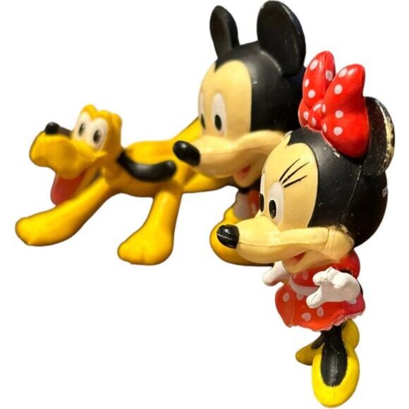 Disney Mickey Minnie & Pluto Action Figurine Set Cake Toppers - Picture 3 of 4
